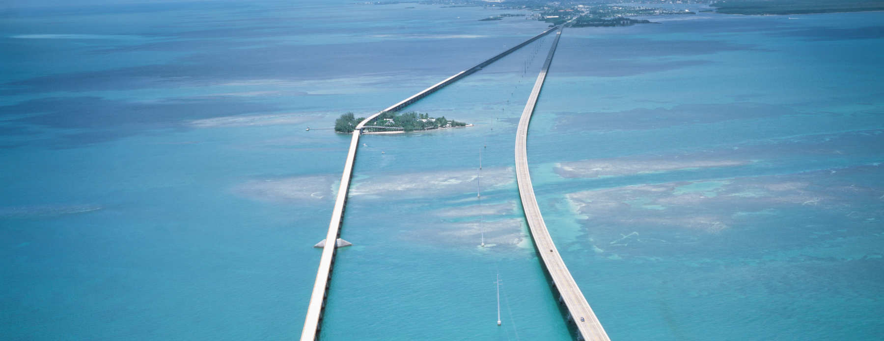 Image of the Florida Keys 7 mile bridge and beautiful waterways